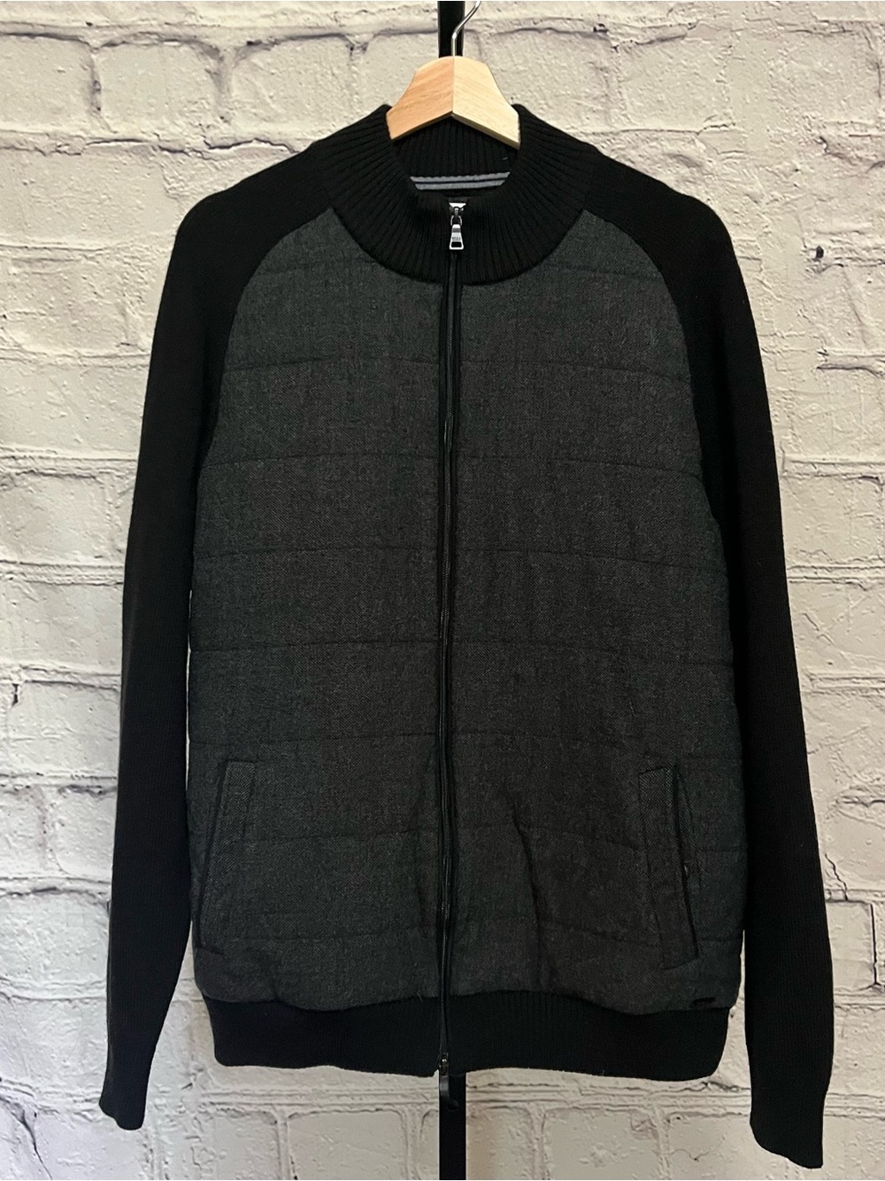 Brax Feel Good Men's Charcoal and Black Zip-Front Sweater Jacket